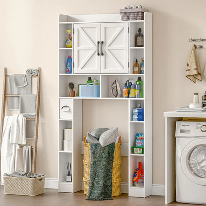 Vabches Over The Toilet Storage Cabinet, Freestanding Bathroom Space Saver with Adjustable Shelf and 2 Doors