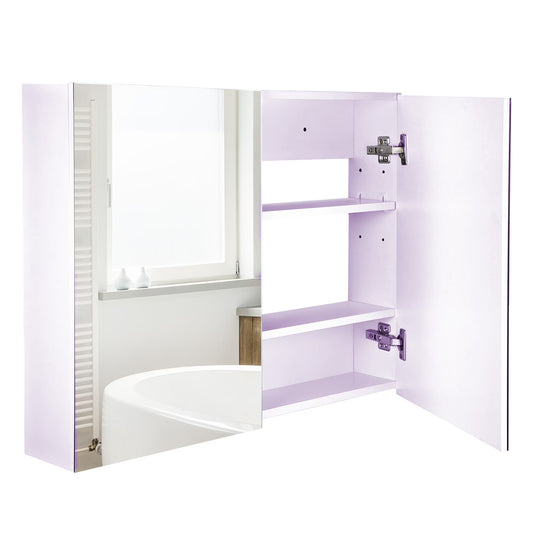 Homiyad Double Door Wall Mounted Bathroom Mirror, 31.5" x 23.5" Medicine Cabinet with Modern Design, Large Storage, & Quiet Hinges