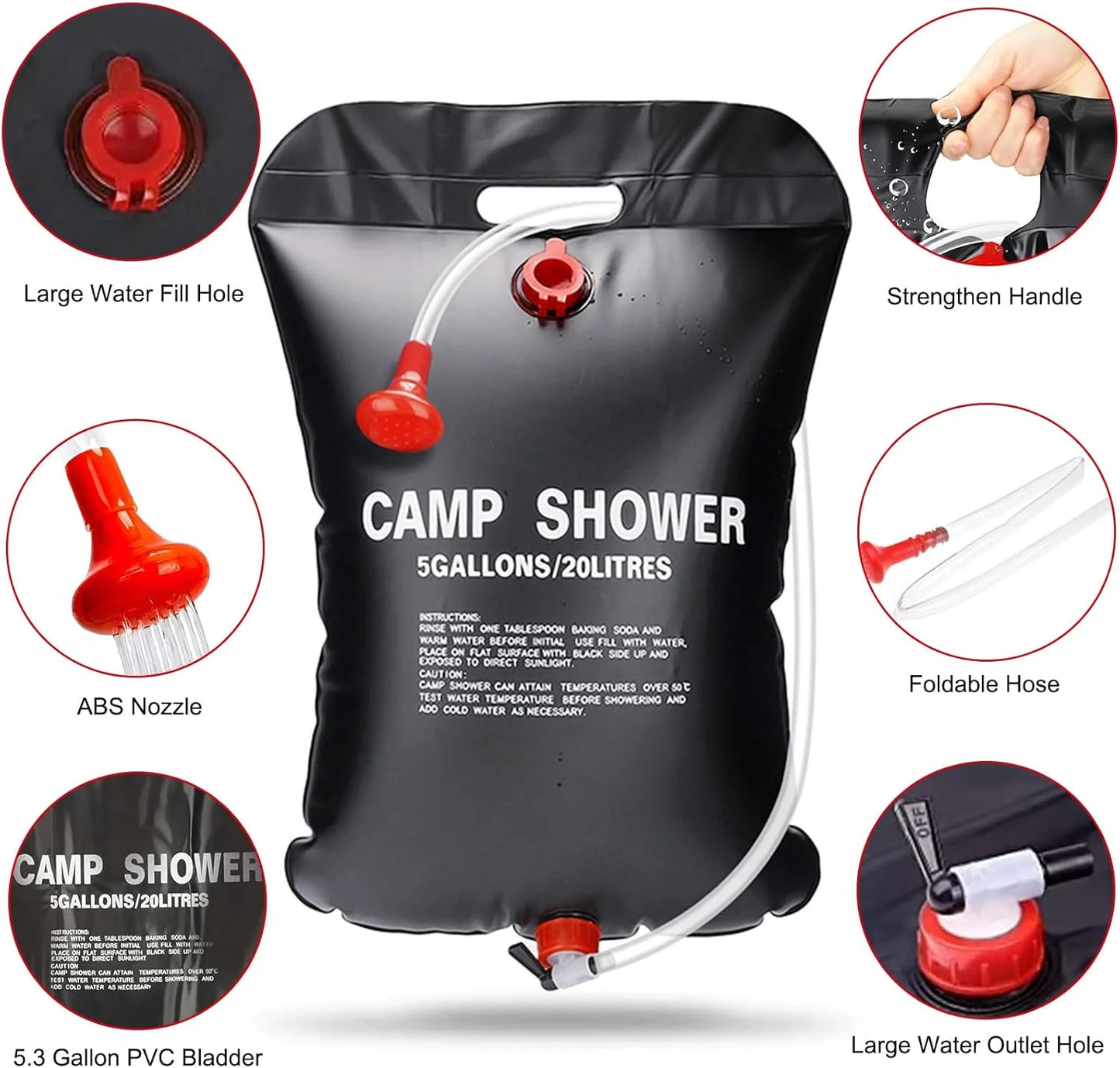 Pop Up Tent Upgrade Privacy Camping Shower Tent Portable Outdoor Sun Shelter for Outdoor Bathing Toilet Camping Biking Hiking Beach with 5.3 Gallon Shower Bag