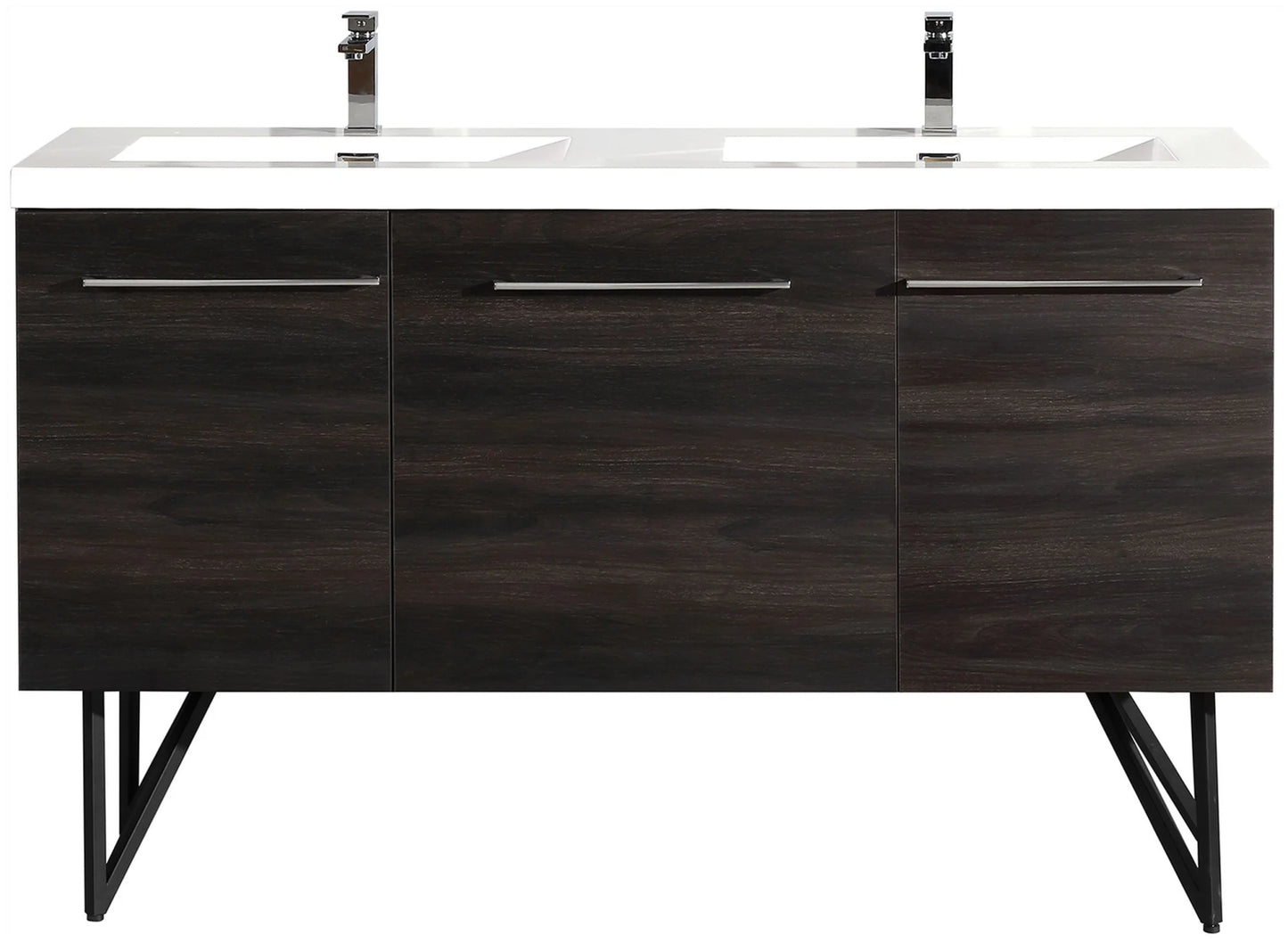 Annecy 60 Double, Black Walnut, Two Doors, One Drawer, Bathroom Vanity