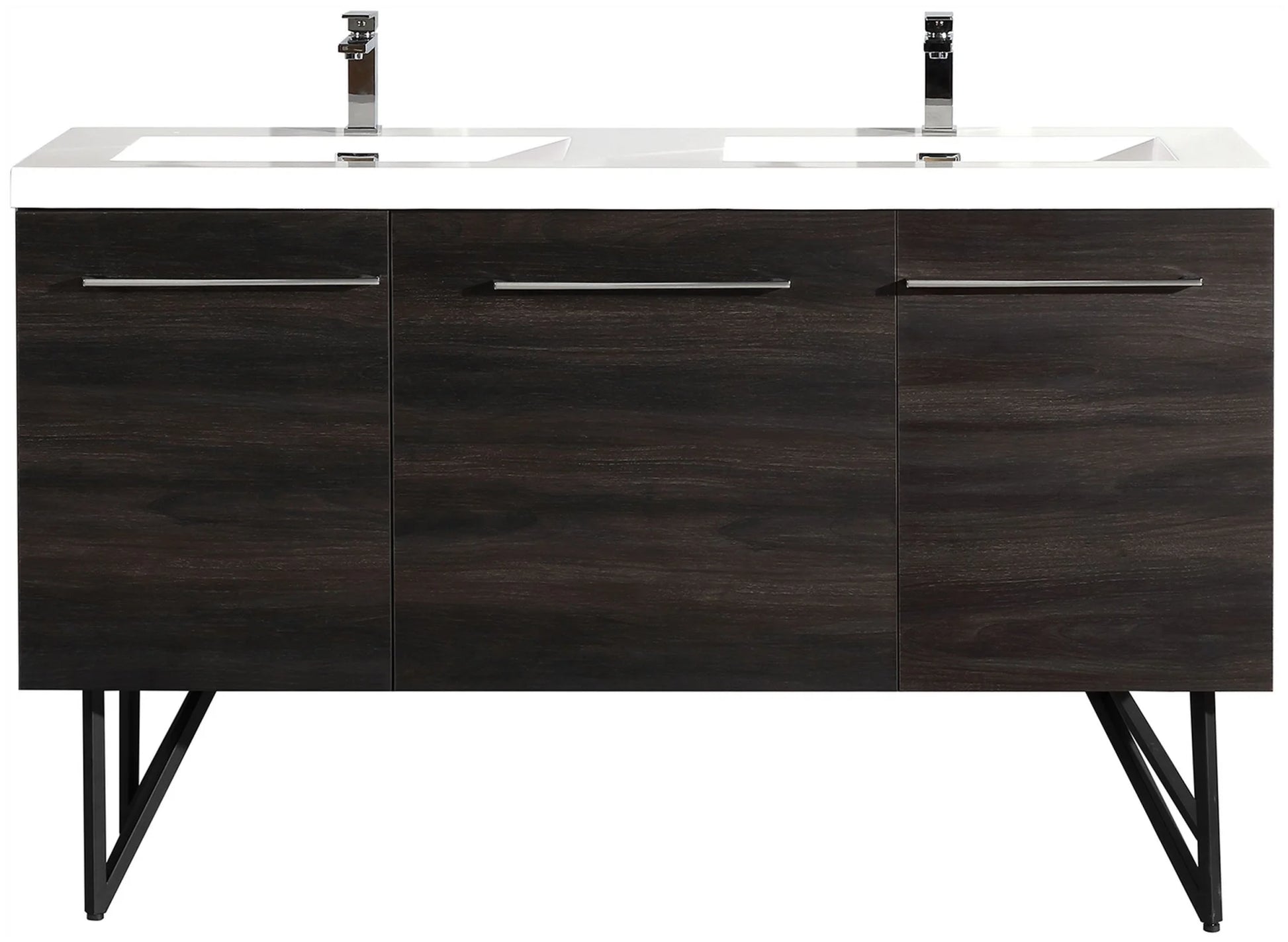 Annecy 60 Double, Black Walnut, Two Doors, One Drawer, Bathroom Vanity