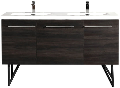 Annecy 60 Double, Black Walnut, Two Doors, One Drawer, Bathroom Vanity