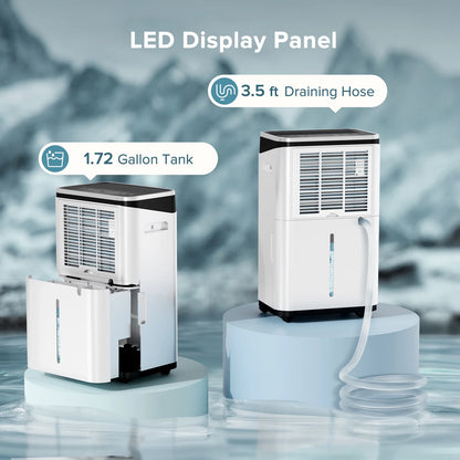 KISSAIR 15 Pints Dehumidifier, 3000 Sq. Ft Coverage Area with 1.72 gal Water Tank, 24H Timer, 3 Modes, Portable Dehumidifier for Basement/Bathroom/Laundry Room