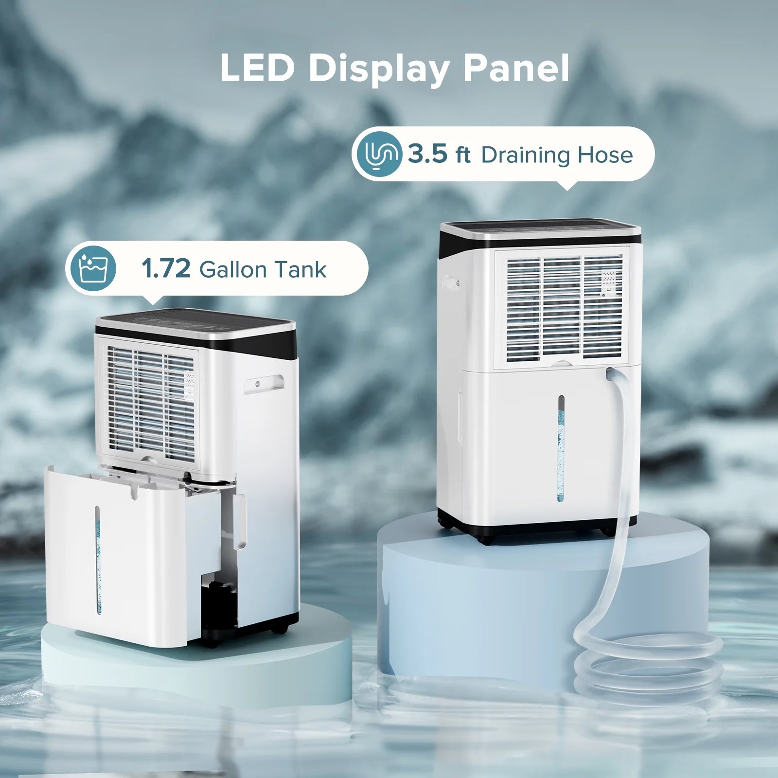 KISSAIR 15 Pint Dehumidifier, Max 3000 Sq.Ft Coverage Area, 3 Operation Modes, 24H Timer, Basement/Bathroom/Laundry Room