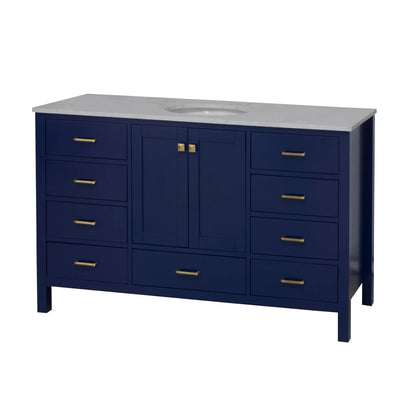 Horizon 60" Single Bathroom Vanity with White Cabinet and Engineered Carrara Top