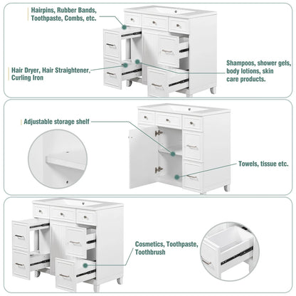 Harper & Bright Designs Bathroom Vanity Cabinet with Sink Combo Set 36", Contemporary Bathroom Shaker Cabinets and Vanities with Soft Closing Door and Drawer, White