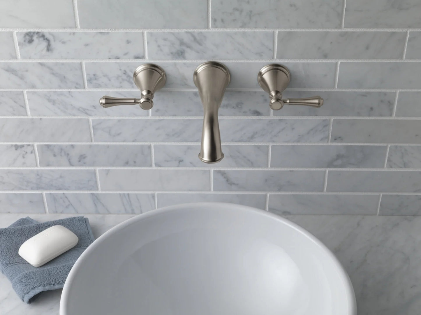 Delta Cassidy Two Handle Wall-Mount Bathroom Faucet Trim in Chrome (Valve Not Included) T3597LF-WL