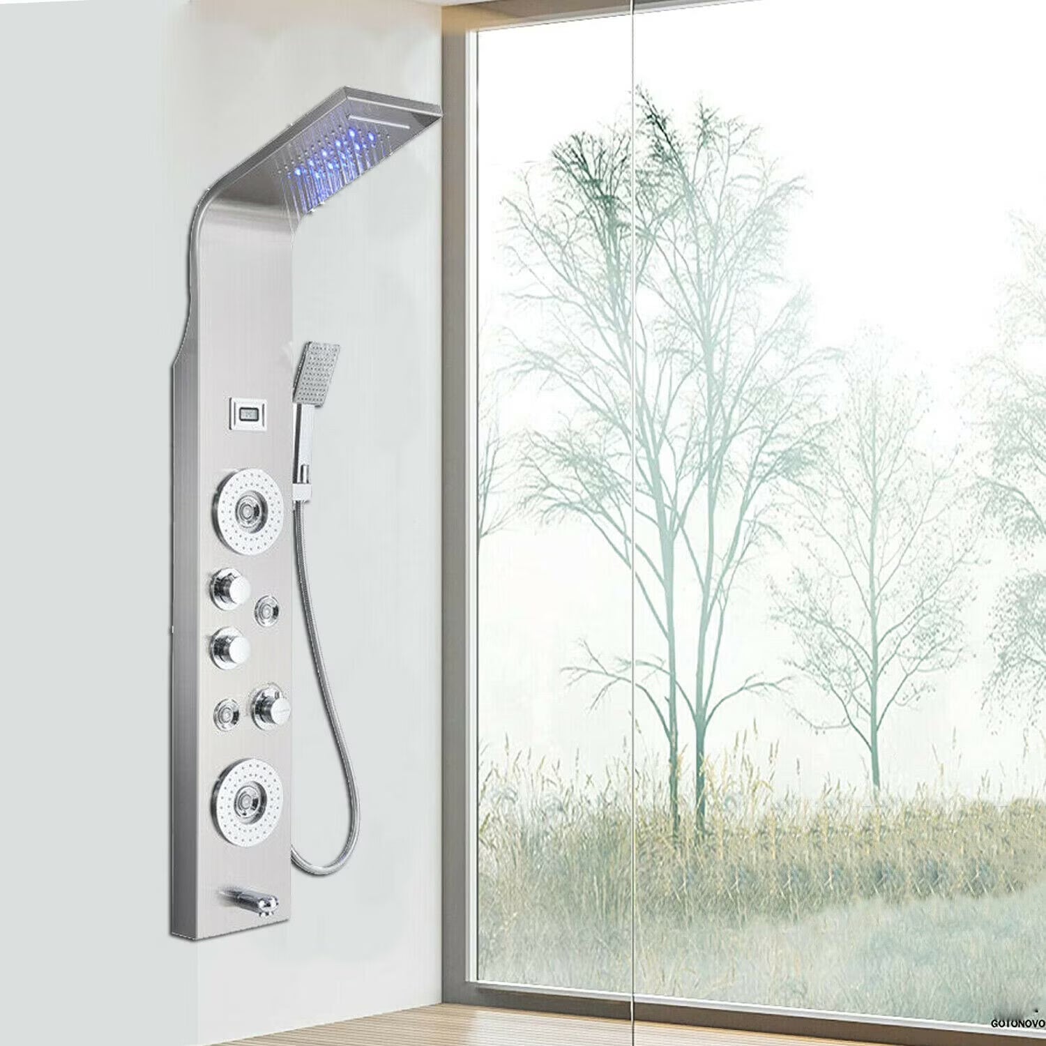 Bathroom Senlesen Stainless Steel LED Shower Panel Tower Faucet Set System Massage Body Jet