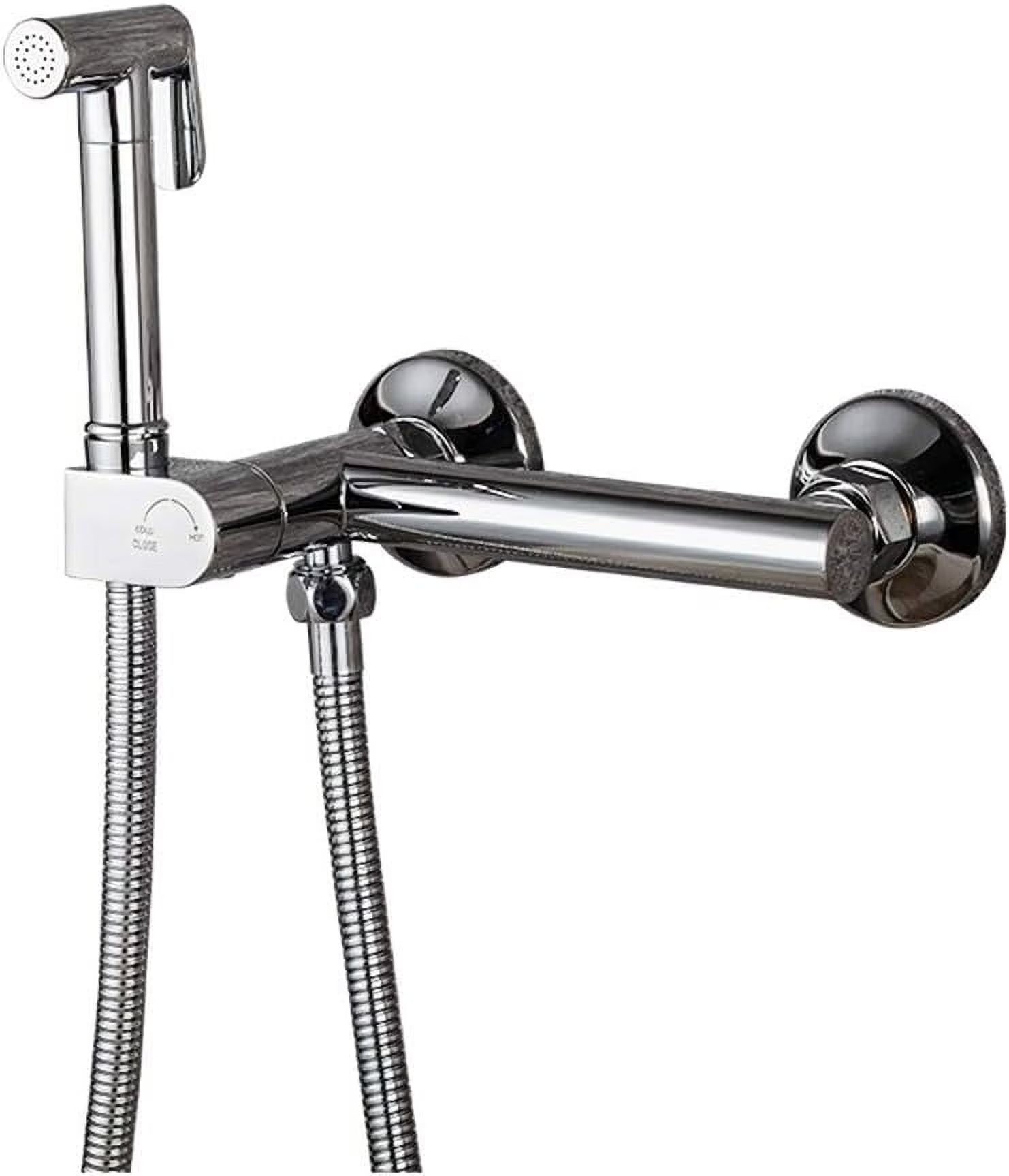 Handheld Bidet Sprayer for Toilet, Chrome Baby Cloth Diaper Washer Set Brass Bathroom Sprayer Kit Wall Mounted Bathroom Bidet Faucet with Hot and Cold Water, Anti Leaking Hose