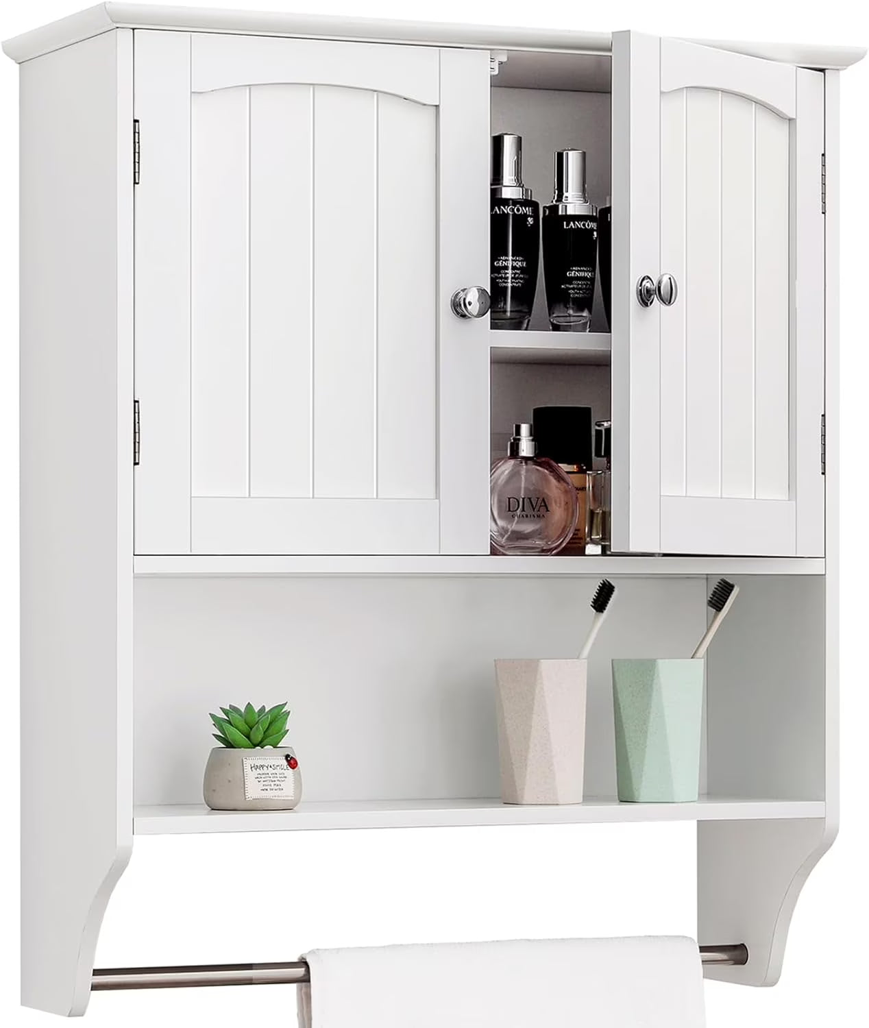 Bathroom Wall Cabinet with Adjustable Shelf & Doors, Over The Toilet Storage Cabinet, Medicine Cabinet for Bathroom, Laundry Room, Kitchen, Black