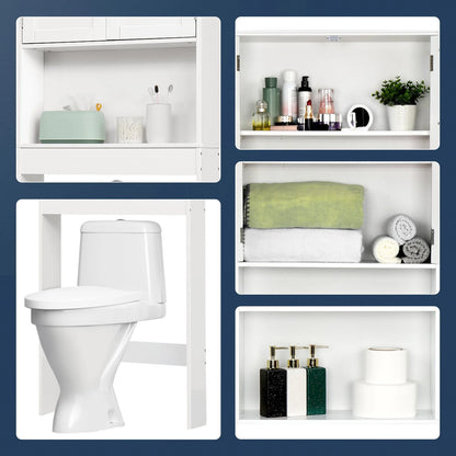 Ktaxon Over the Toilet Bathroom Storage Cabinet Space Saver with 2 Doors and 3 Storage Shelves, White Finish