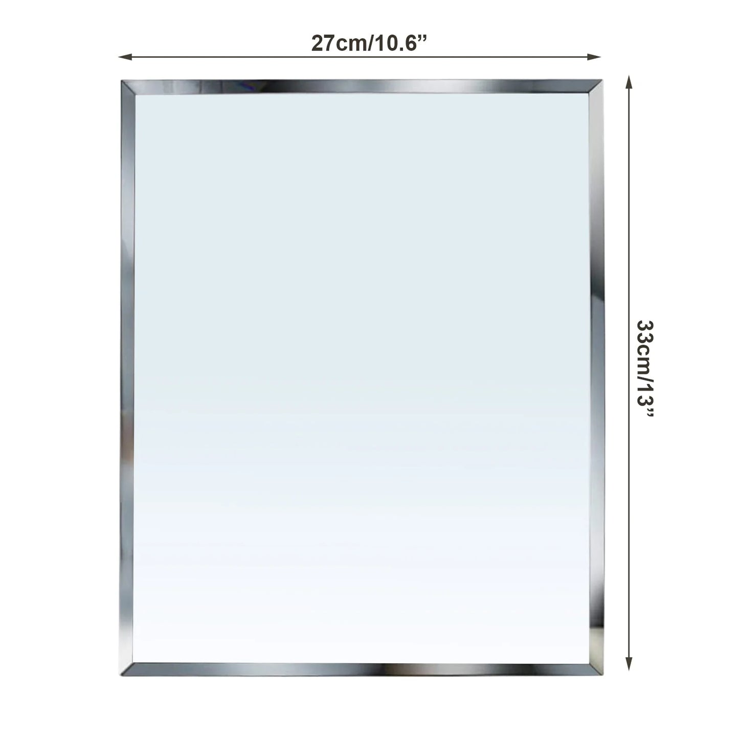 Frameless Desk Mirror, Rectangle Beveled Edge Makeup Mirror for Bathroom Bedroom Desk Stand Wall Hanging , 10.5x13 inch