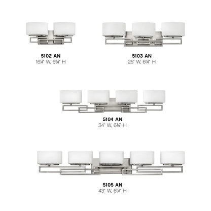 5102BR-Hinkley Lighting-Lanza - 2 Light Bath Vanity in Transitional Style - 16.25 Inches Wide by 6.75 Inches High-Brushed Bronze Finish-Halogen
