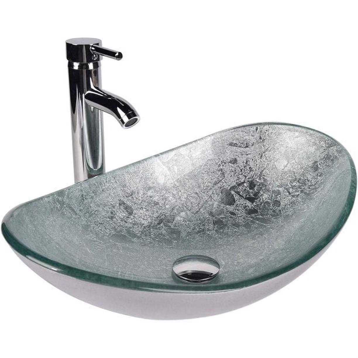 PULUOMIS Vessel Sink and Faucet Combo Bath Sinks with Mounting Ring and Pop Up Drain Round Bowl Basin Brown