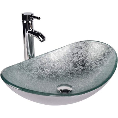 PULUOMIS Vessel Sink and Faucet Combo Bath Sinks with Mounting Ring and Pop Up Drain Round Bowl Basin Brown