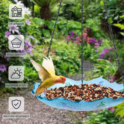 Hanging Peacock Bird Bath Glass for Garden,Yard,Patio Decoration