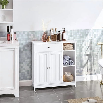 Yaheetech Free-Standing Bathroom Floor Cabinet with Drawer & Adjustable Shelves, White