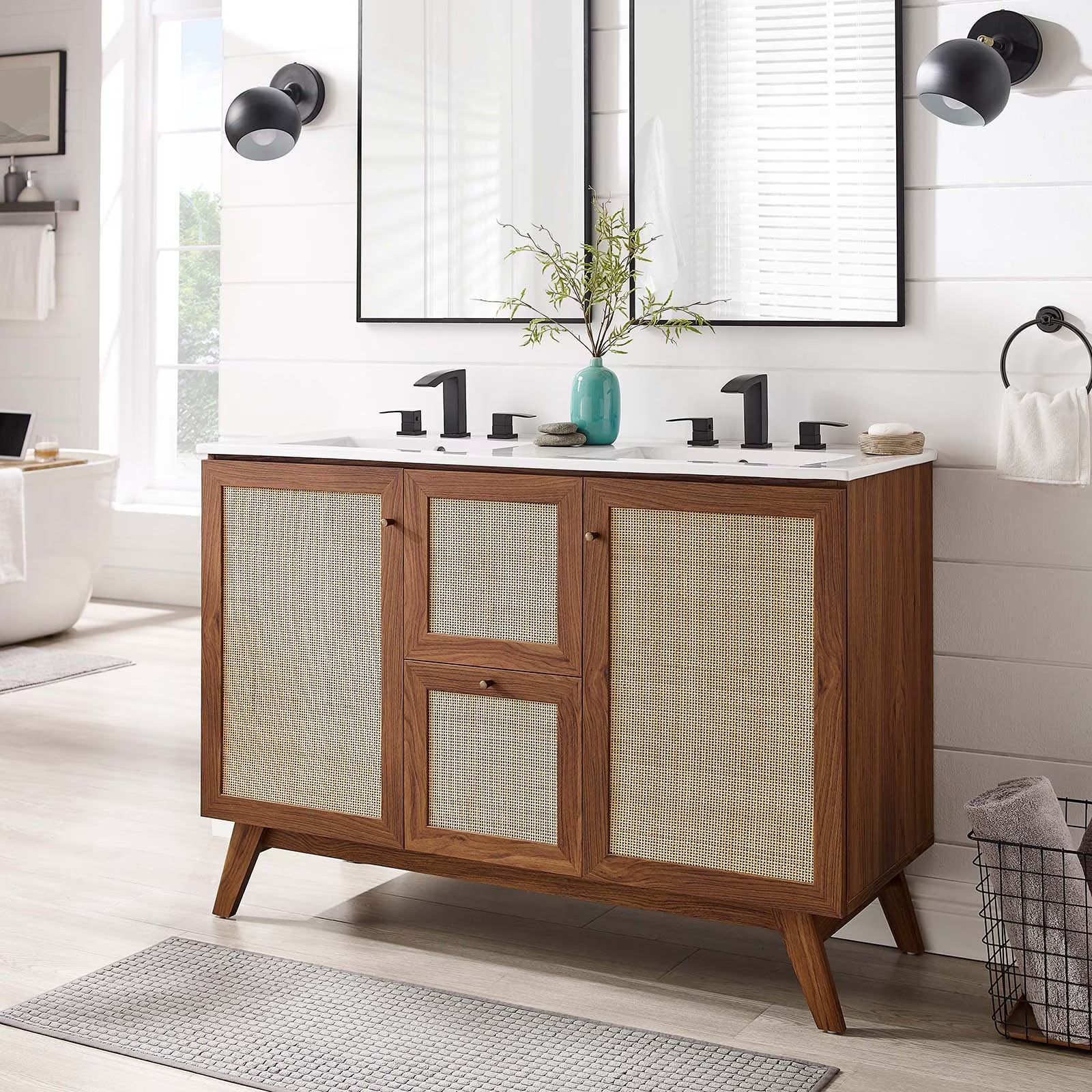 Modway Soma 48�?Double Sink Bathroom Vanity in Oak White