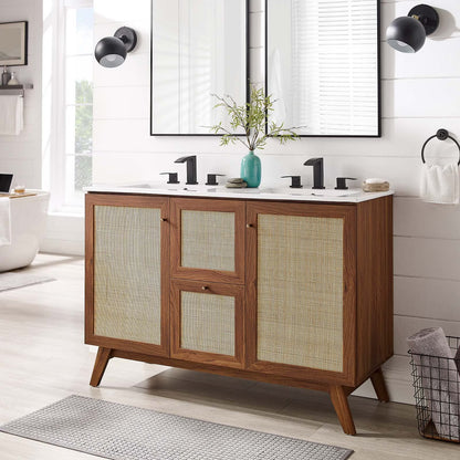 Modway Soma 48�?Double Sink Bathroom Vanity in Oak White