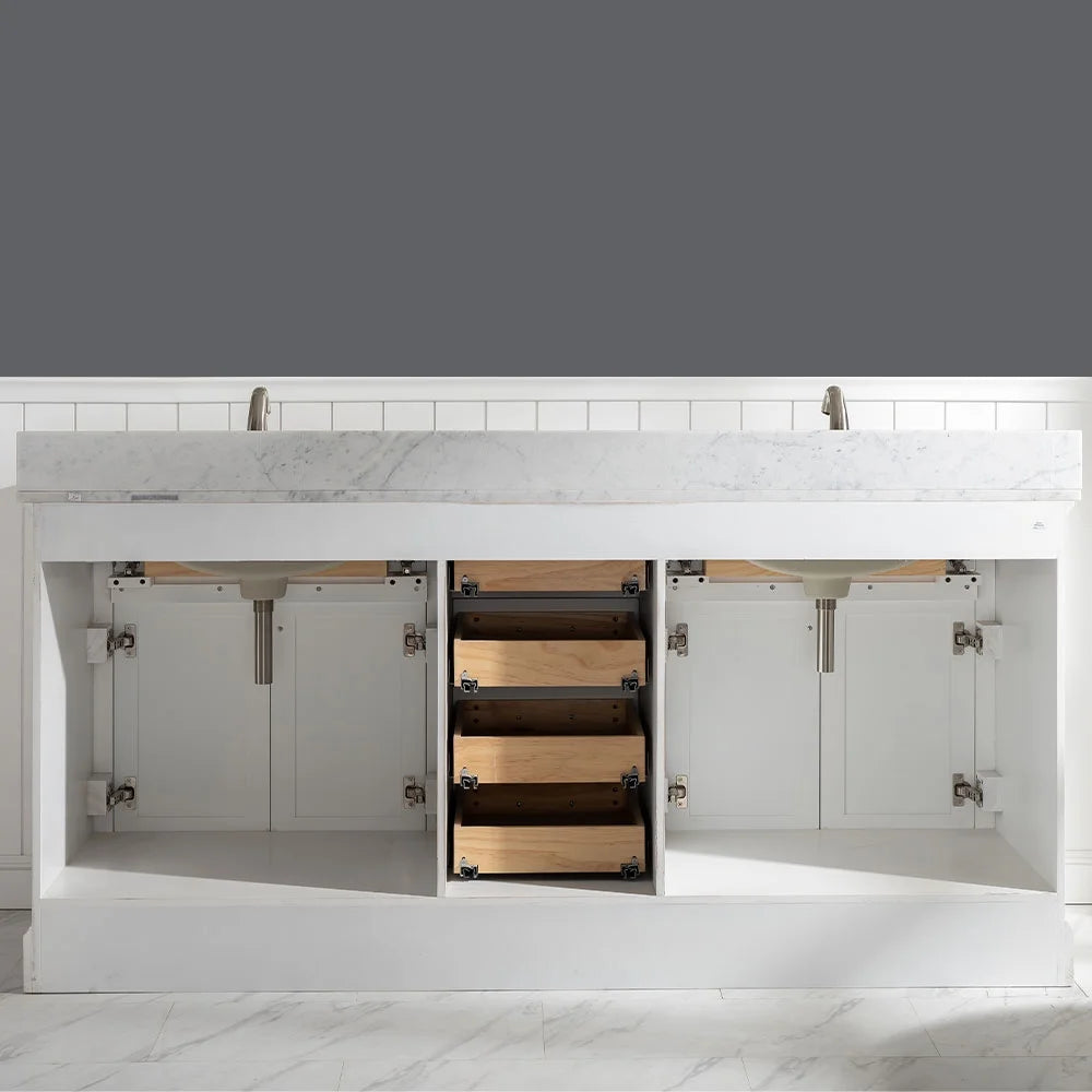Design Element Milano 72" Double Sink Bathroom Vanity in White
