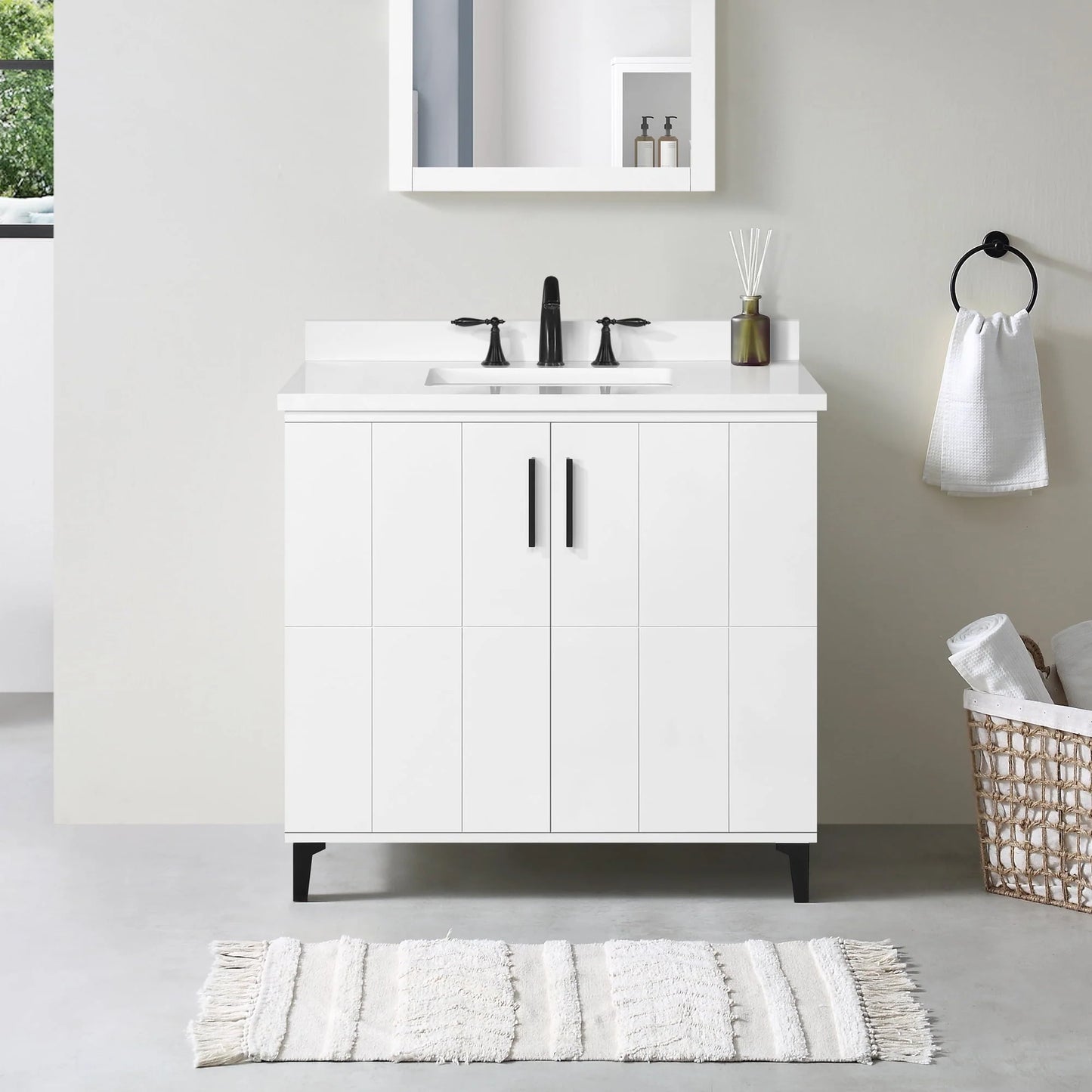 Ove Decors Zenia 36 in W x 22 in D Freestanding Bathroom Vanity with Sink, Matte White