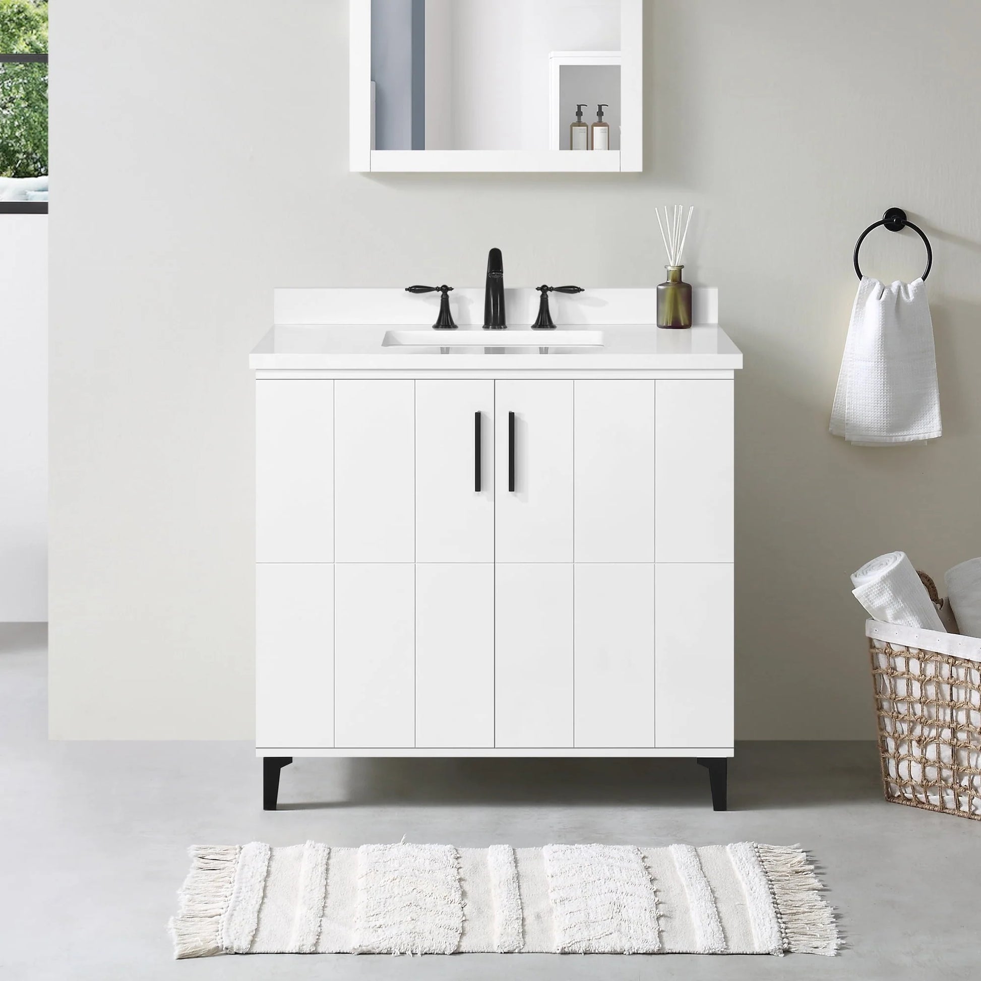 Ove Decors Zenia 36 in W x 22 in D Freestanding Bathroom Vanity with Sink, Matte White