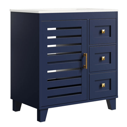ANCTOR 30'' Bathroom Vanity with Sink, Modern Bathroom Sink Cabinet with 3 Drawers & Adjustable Shelf