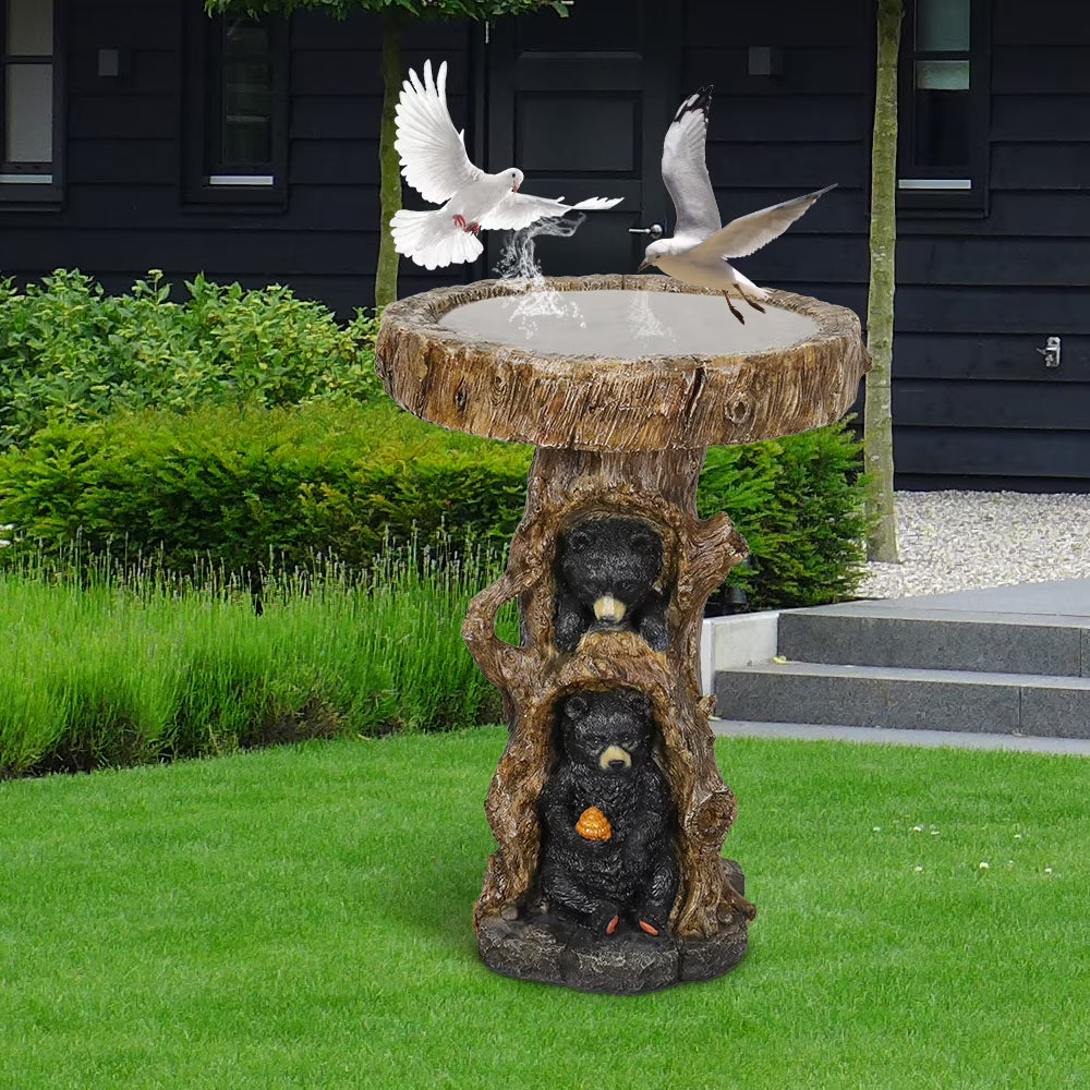 23.6��Tall Resin Outdoor Bird Baths for Garden - Outdoor Standing Birdbath with Bear Statue, Pedestal Birdbaths for Outdoors, Garden, Patio, Lawn, Backyard
