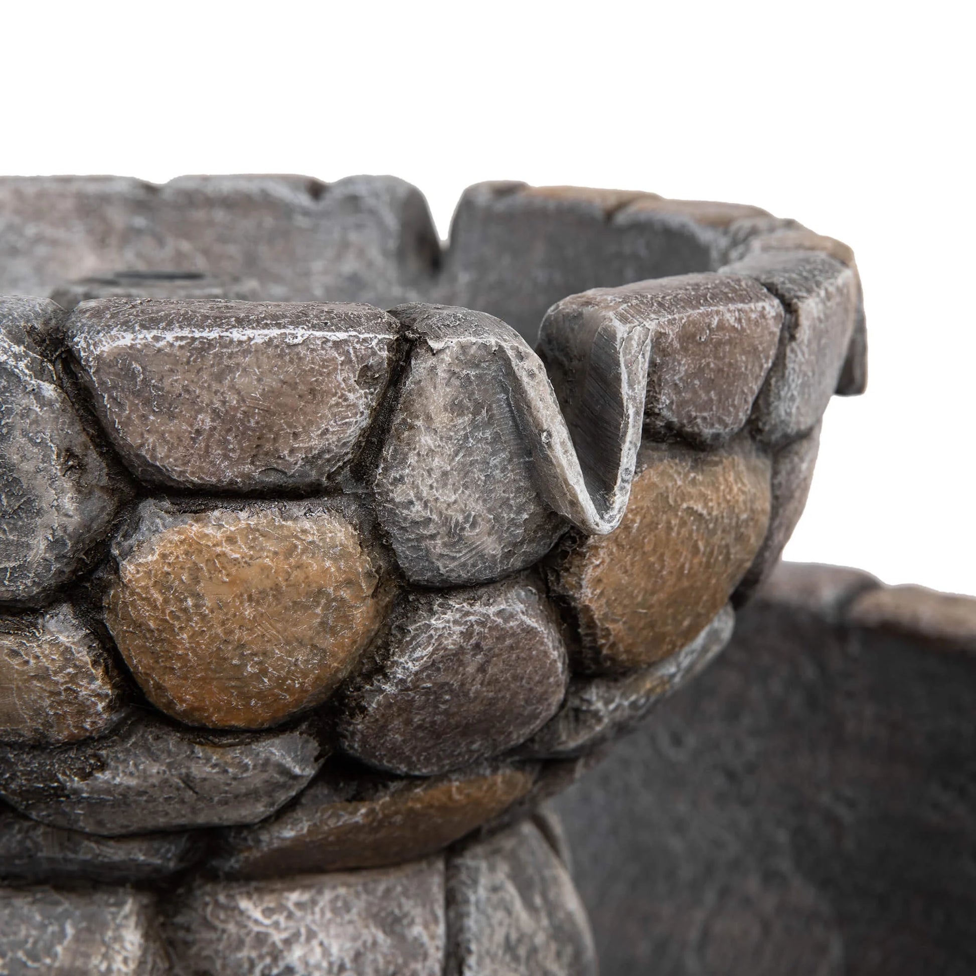 Glitzhome 24.5" Outdoor 2 Tier Stone-Like Water Fountain Bird Bath for Garden Patio Decor