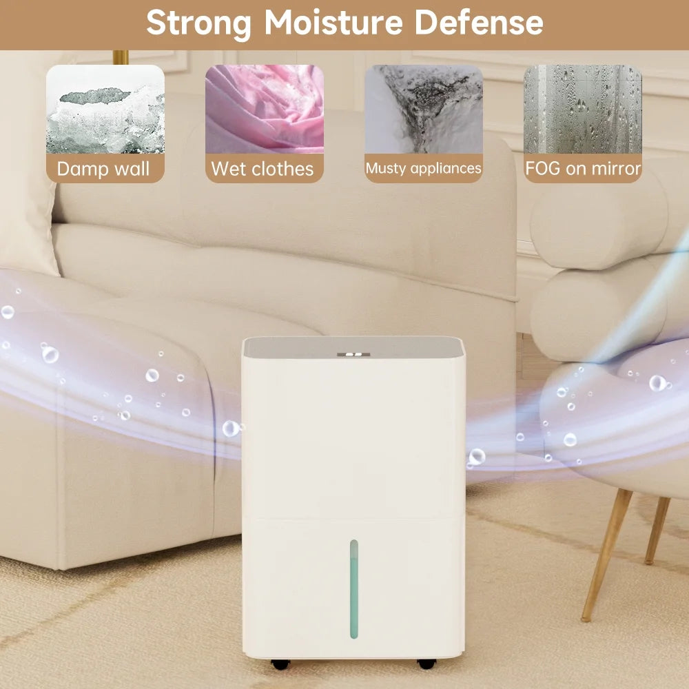 Dehumidifiers for Home, 2500 Sq.Ft with Drain Hose Max 26 Pints, Dehumidifier for Basement, Bathroom, Bedroom, Three Modes, Intelligent Humidity Control, Dry Clothes, 24HR Timer