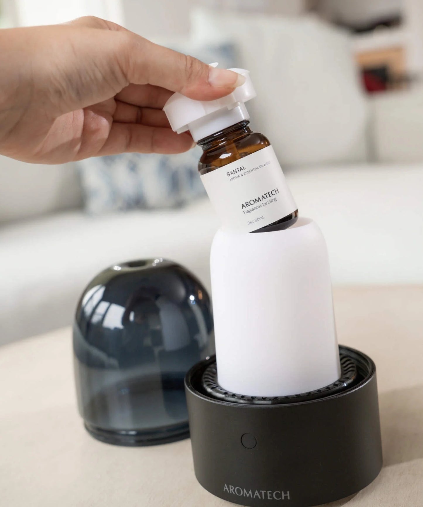 AromaTech AromaDream Scent Diffuser for Essential Oil Blends & Fragrances a?? Cold-Air Diffusion Scent Machine w/Bluetooth for Home, Bathroom, Bedroom, Boutiques, Spa a?? Nebulizing Diffusion System