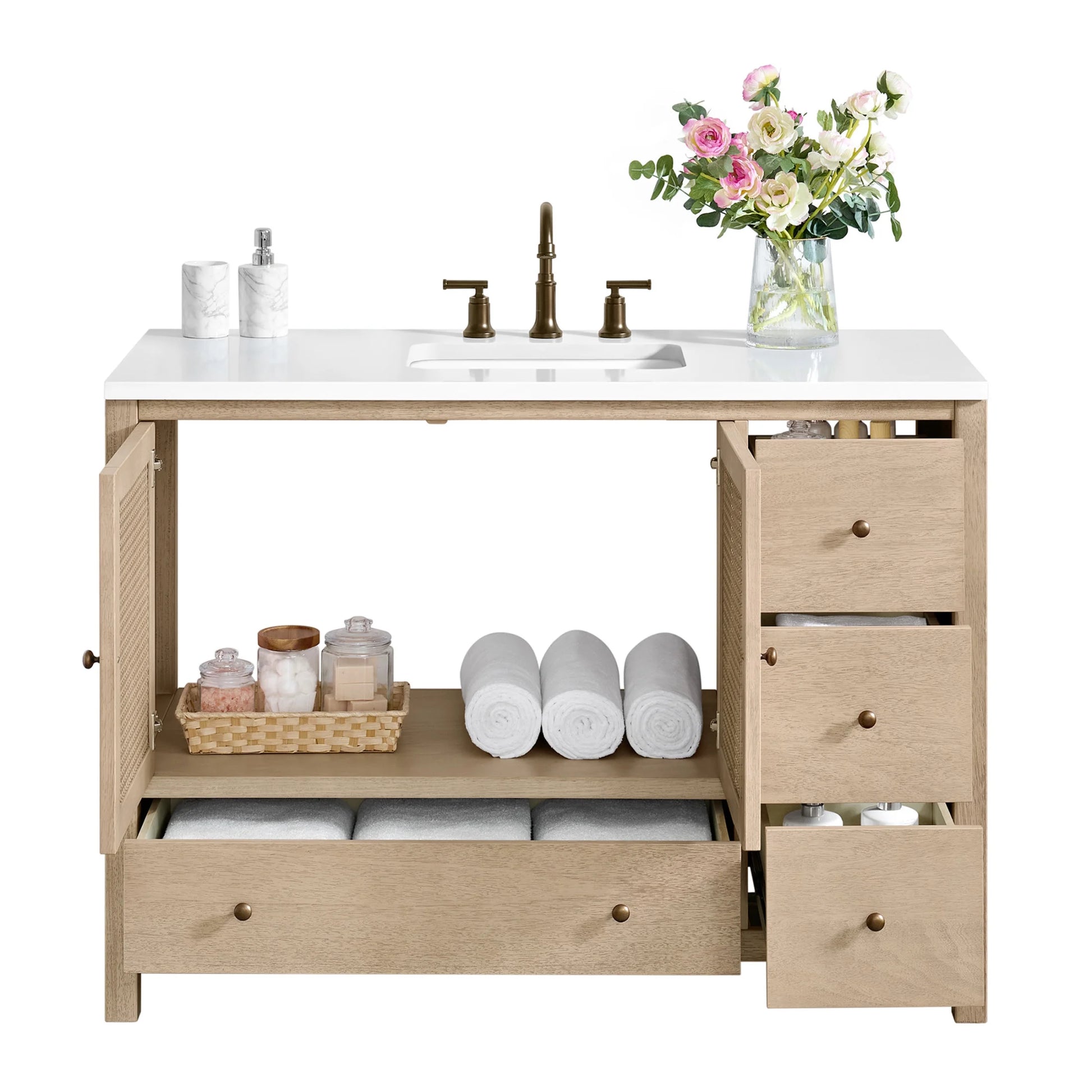 Alaterre Furniture Lucca 48 Inch Bathroom Vanity Without Sink (Natural)