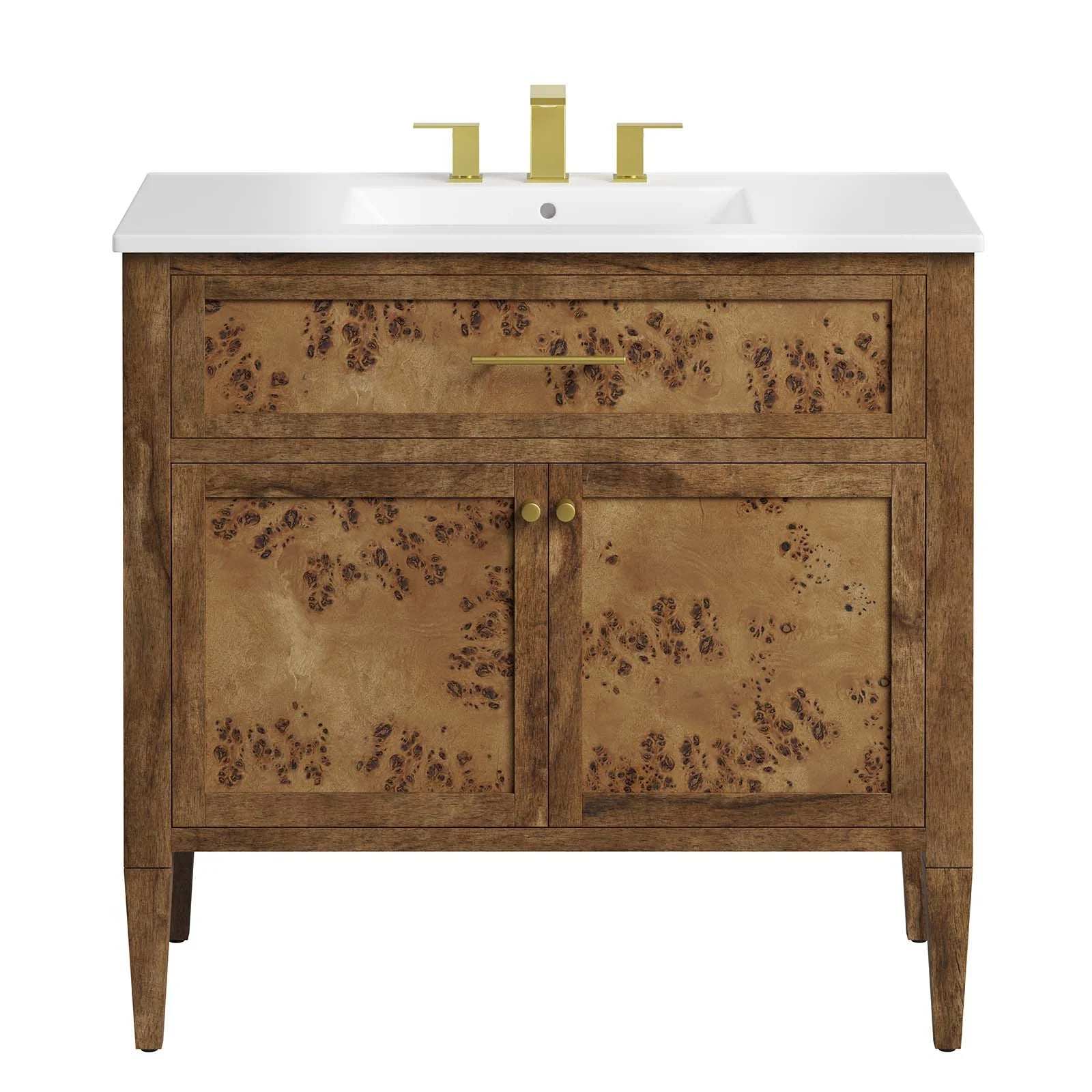Modway Elysian 36" Wood Bathroom Vanity in White Brown