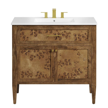 Modway Elysian 36" Wood Bathroom Vanity in White Brown