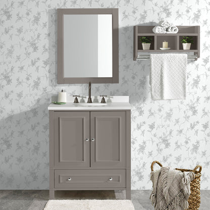 Alaterre Furniture Williamsburg 30 in. Bathroom Vanity - Freestanding Cabinet Without Sink - Small Wood Vanity with Soft-Close Doors, Gray