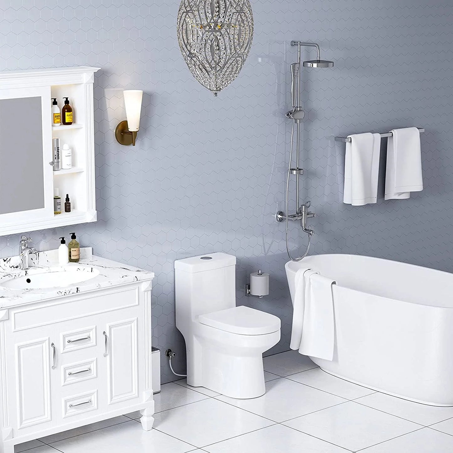 HOROW Upgraded One Piece Ultra Ceramic 0.8/1.28+ GPF Dual Flush Small Compact Toilets for Bathrooms