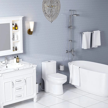 HOROW Upgraded One Piece Ultra Ceramic 0.8/1.28+ GPF Dual Flush Small Compact Toilets for Bathrooms