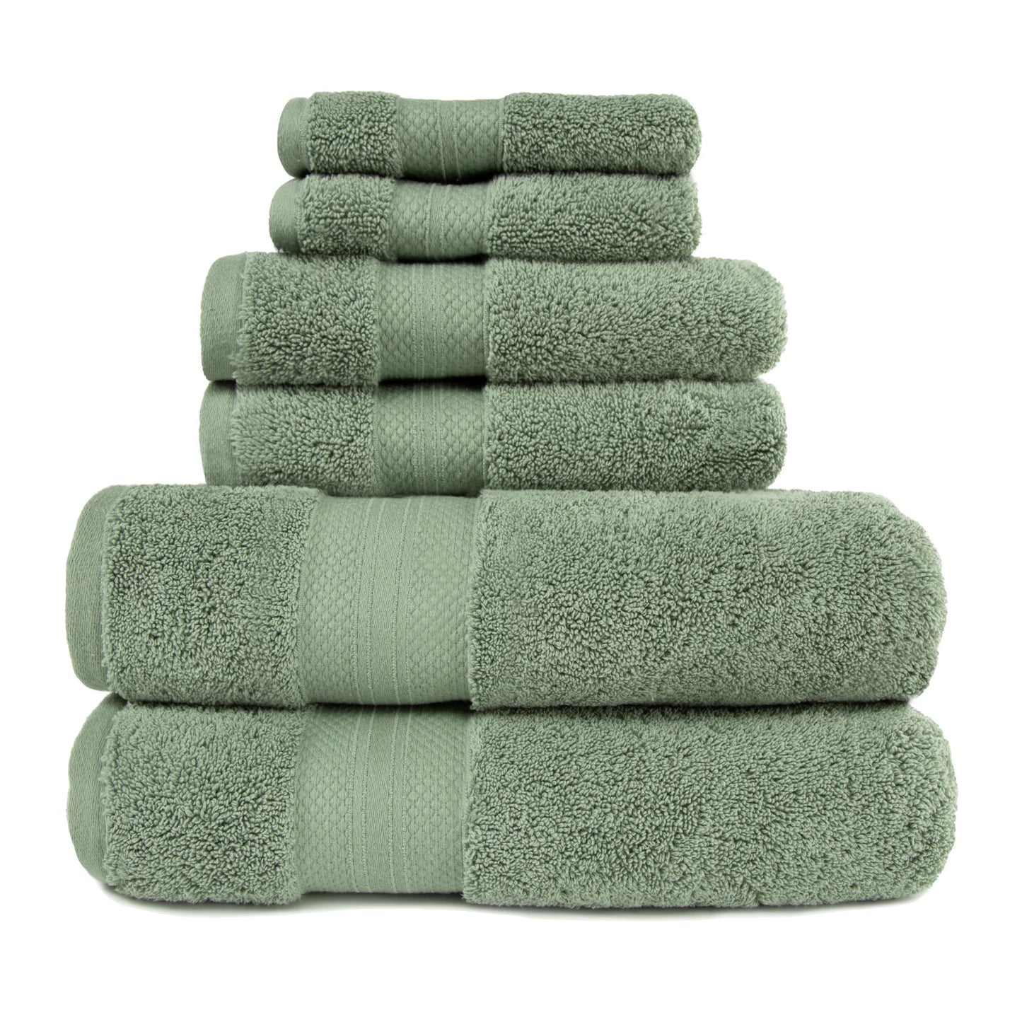 100% Turkish Long Staple Cotton 6-Piece Towel Set, 2 Face, 2 Hand, and 2 Bath Ivory