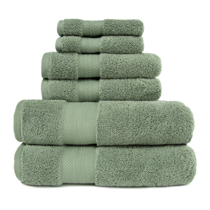 100% Turkish Long Staple Cotton 6-Piece Towel Set, 2 Face, 2 Hand, and 2 Bath Ivory