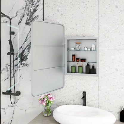 34-Inch Black Medicine Cabinet with Mirror, Wall-Mounted Bathroom Storage with Adjustable Glass Shelves & LED Lighting, Recessed or Surface Mount Design for Space-Saving Organization