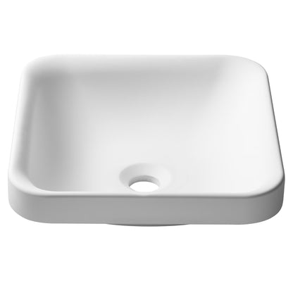 KRAUS Natura Square Semi-Recessed Composite Bathroom Sink with Matte Finish and Nano Coating in White
