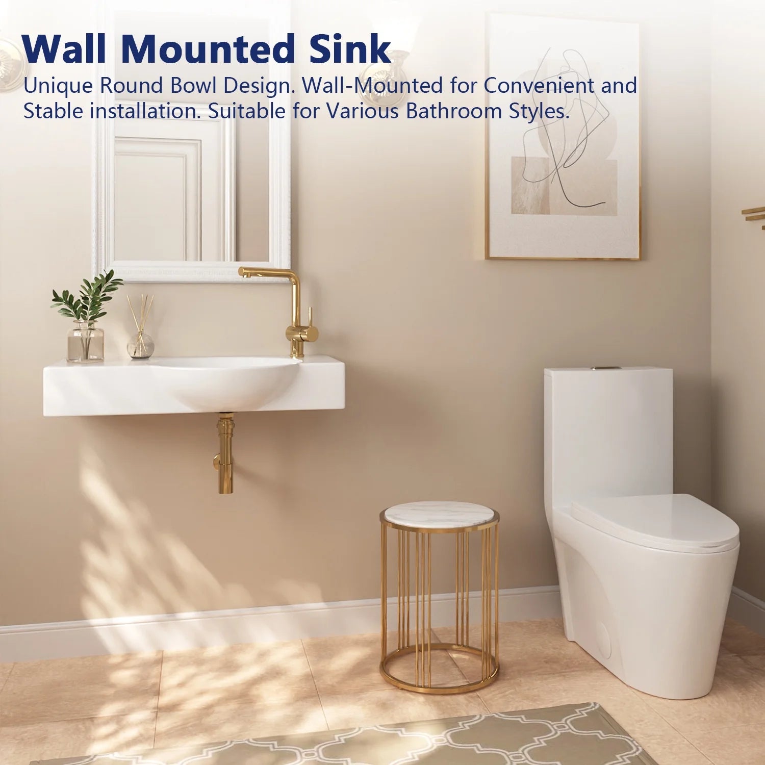 DeerValley DV-1WS0125 30" x 18" White Rectangular Vitreous China Wall Mount Bathroom Sink with Faucet Hole