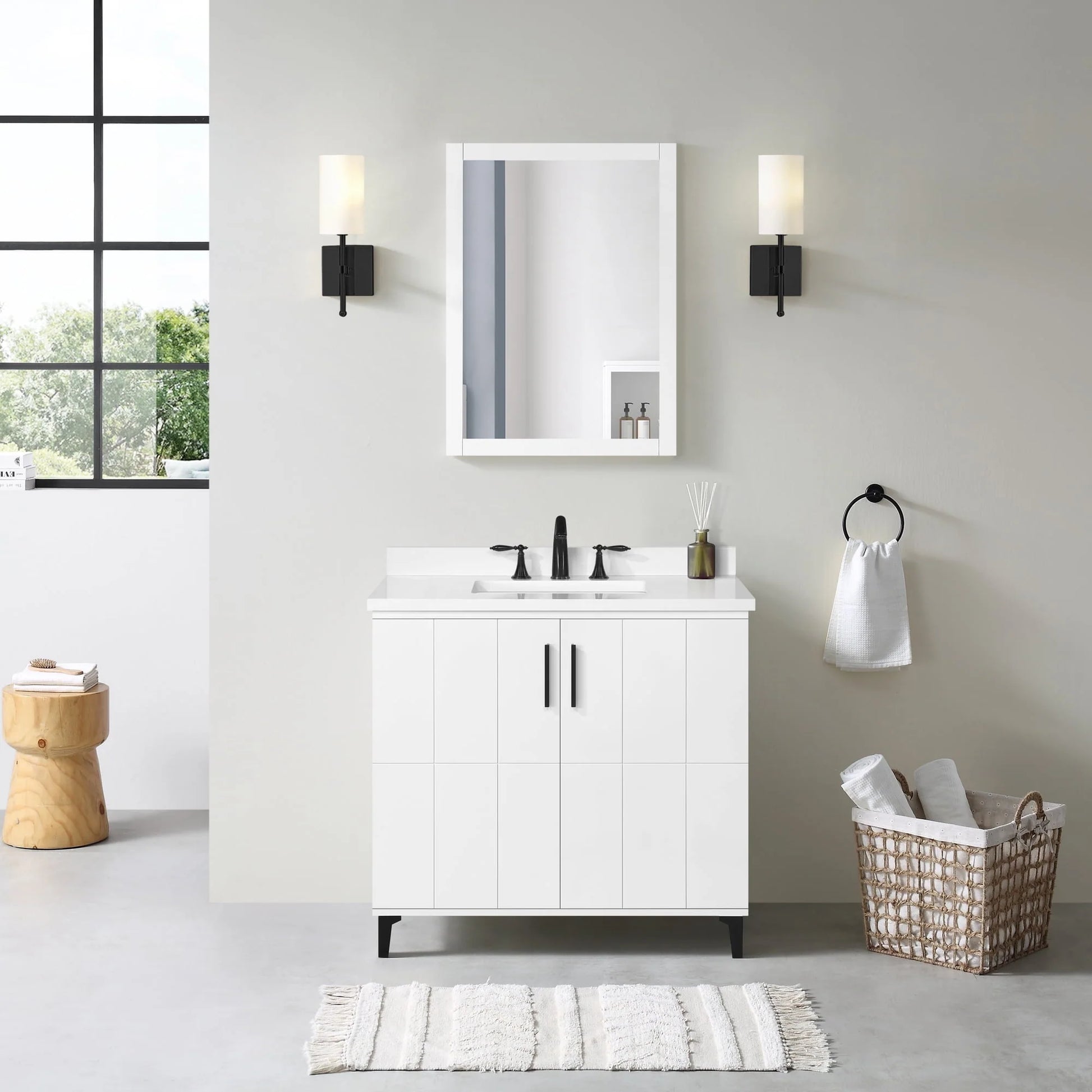 Ove Decors Zenia 36 in W x 22 in D Freestanding Bathroom Vanity with Sink, Matte White