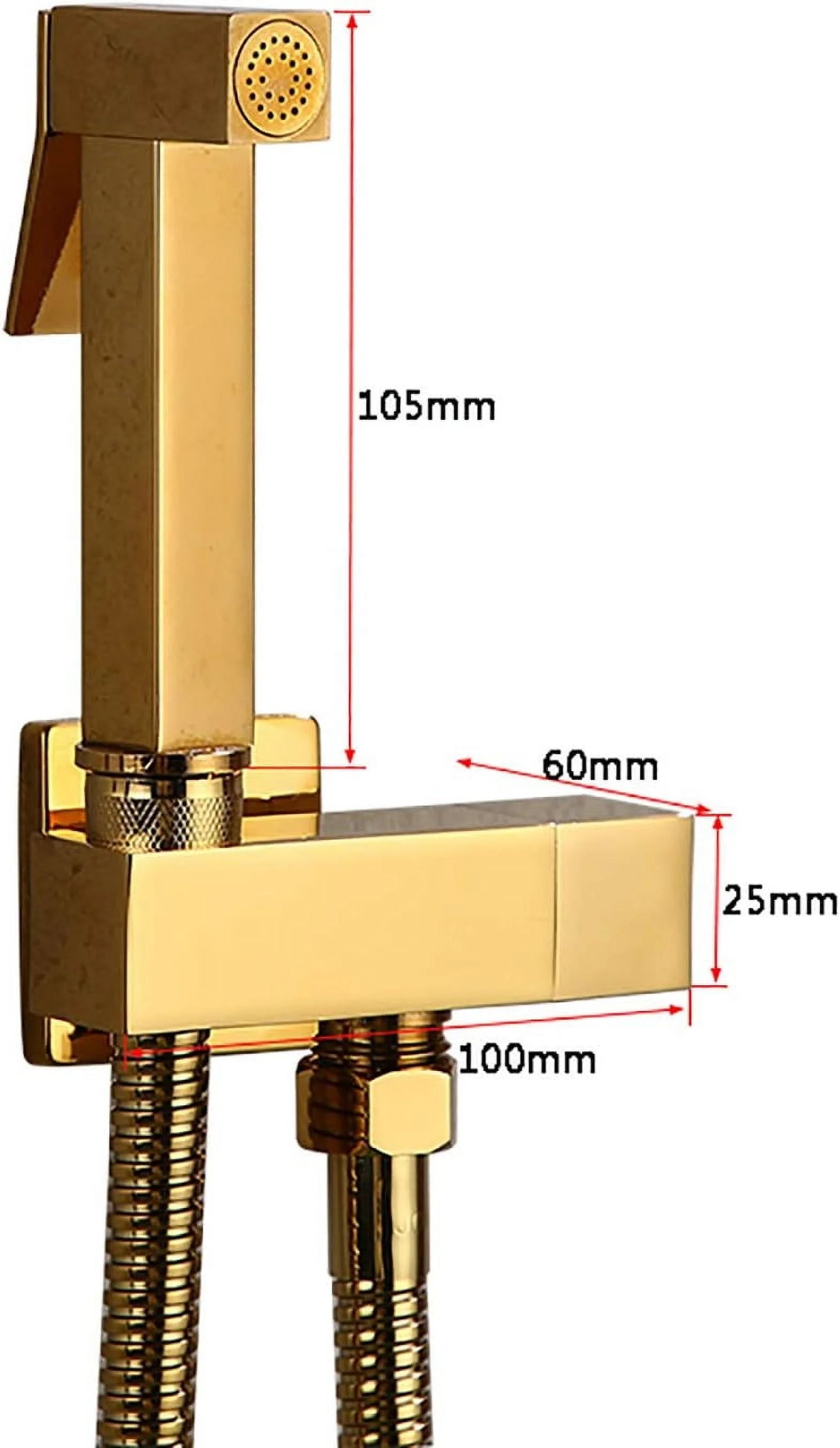 Handheld Bidet Sprayer for Toilet with Single Cold Water, Wall Mounted Toilet Bidet Sprayer Kit Brass Bathroom Cloth Diaper Sprayer Set for Personal Hygiene,Gold