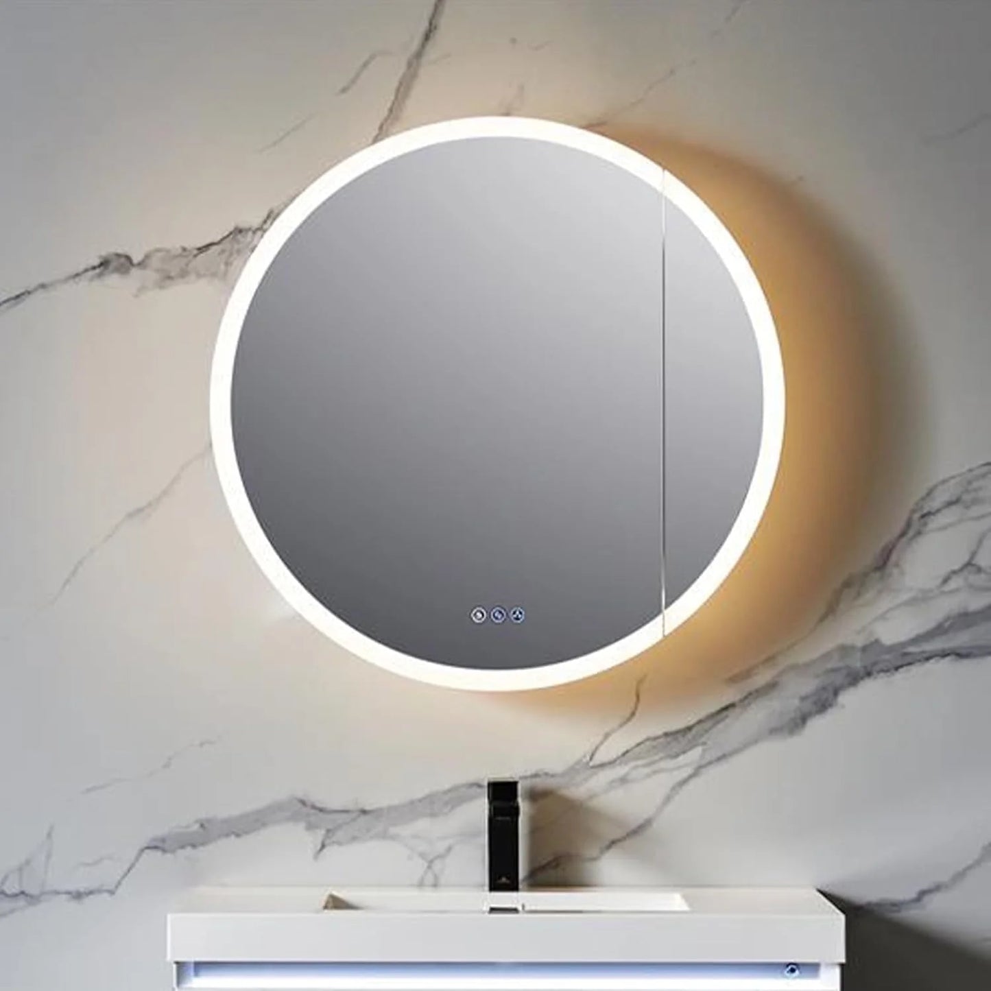 Blossom Regulus 32" LED Medicine Cabinet| Right Hinge| Bathroom Lighted Round Mirror Storage| Defog