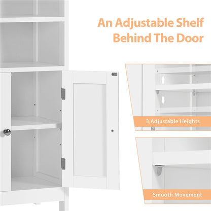 SMILE MART 5-Tier Wooden Bathroom Floor Cabinet, White