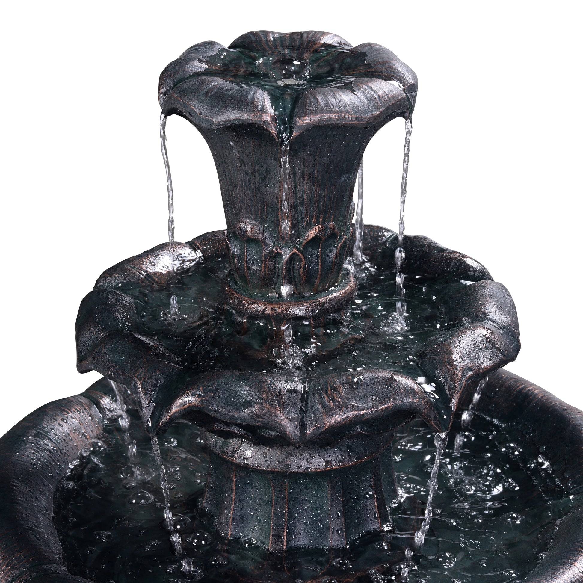 Teamson Home 37.8" 3-Tier Lily Birdbath Water Fountain