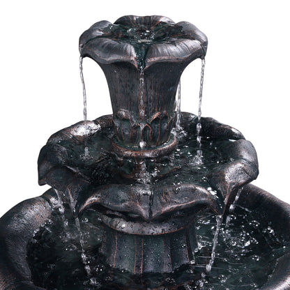 Teamson Home 37.8" 3-Tier Lily Birdbath Water Fountain