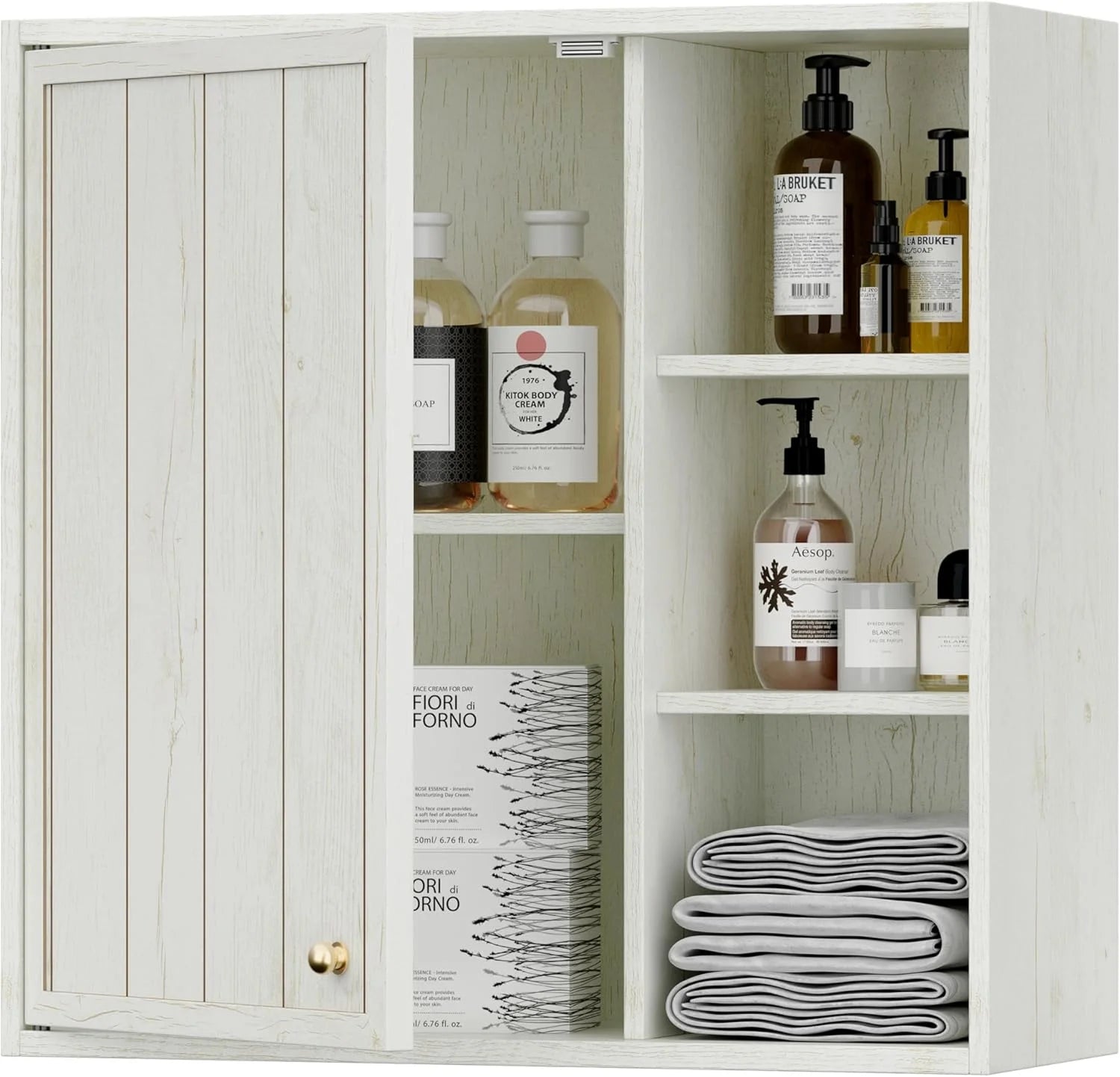 ANHDAH Rustic Wall Cabinet - Wooden Bathroom Storage with Shelf, Over-Toilet Mounted Cupboard for Kitchen, Laundry, Garage (Brown)