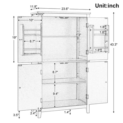 Elegant Bathroom Floor Storage Cabinet, Bathroom Storage Unit, Freestanding Cabinet with 4 Doors
